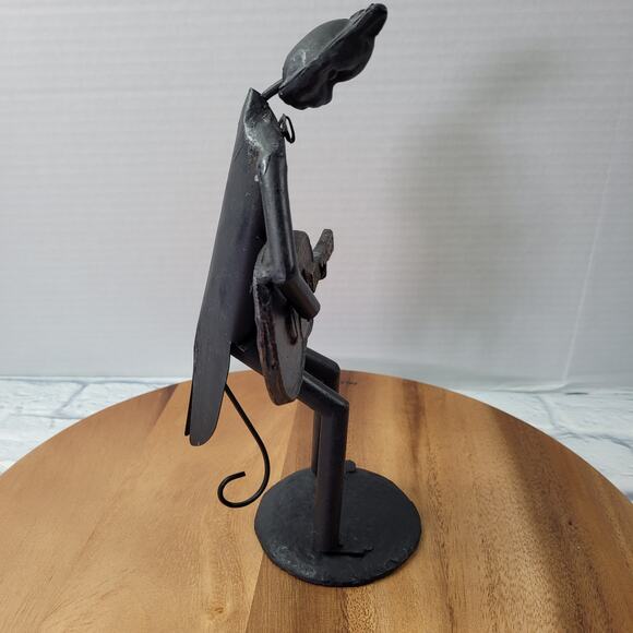 Pier One Imports Metal Jazz Cat Guitarist Sculpture Bowtie - Picture 2 of 9